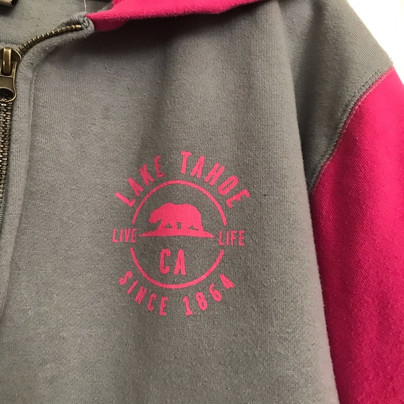 Nice Artisan gray/magenta pink zip up hoodies w/ 2 pockets - Picture 5 of 8